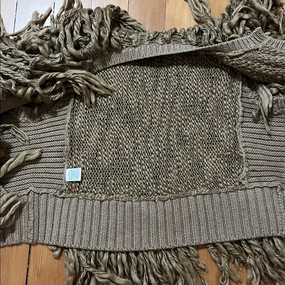 Women’s Taupe colored Shaggy, Chunky Fringe Knit Vest by Worth - Picture 4 of 6